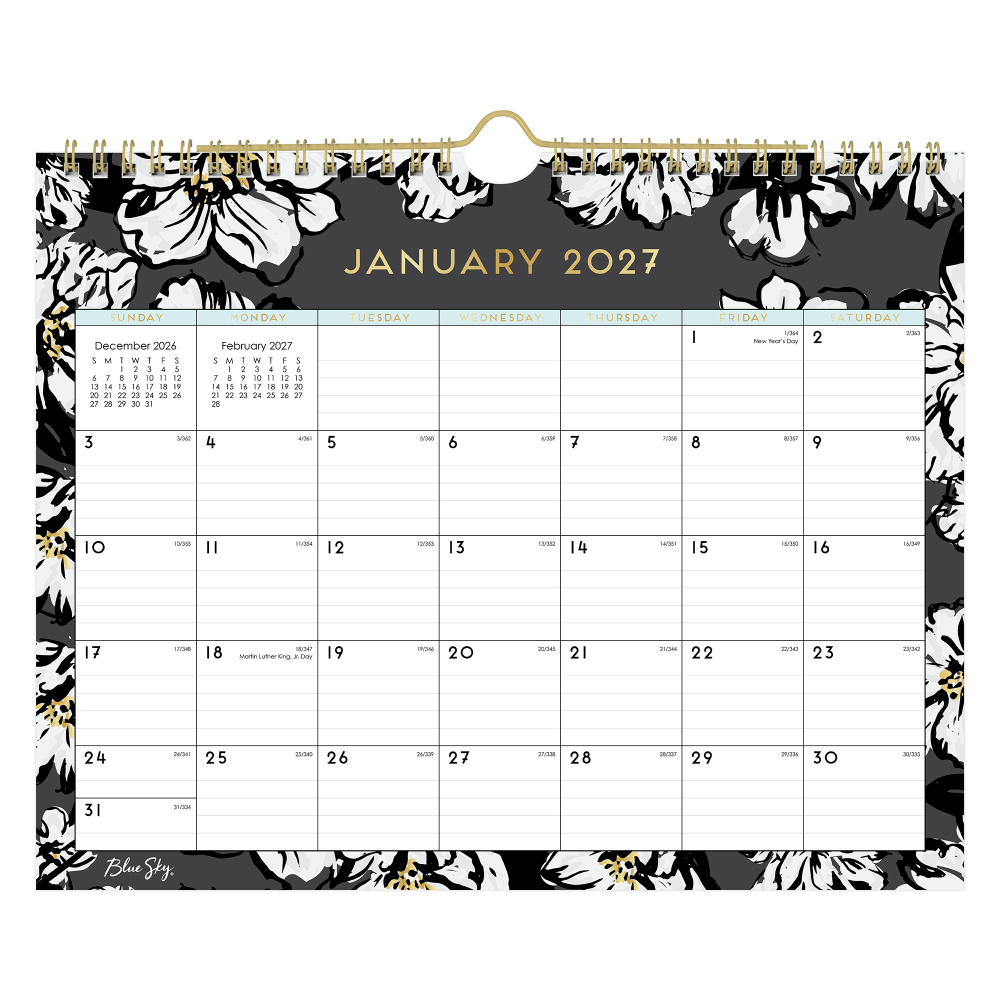 2027 Blue Sky Baccara Dark Monthly Wall Calendar, 11x8.75, 0%, Baccara Dark, Jan-Dec, RY27 MPN:116052-27