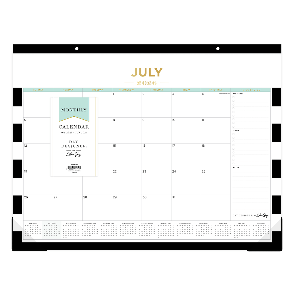 DESK PAD PLANNING CALENDAR DD RUGBY STRIPE BLACK - 22X17 AY26-27 MONTHLY MPN:138443-A27