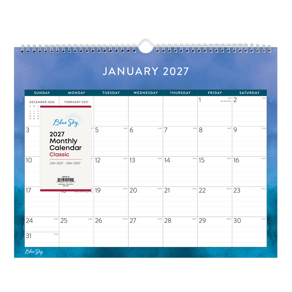2027 Blue Sky Savoy Cool Monthly Wall Calendar, 15x12, 0%, Savoy Cool, Jan-Dec, RY27 MPN:148770-27