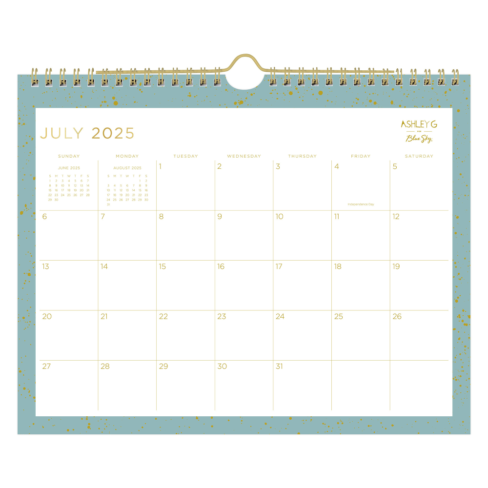 2025-2026 Blue Sky Monthly Wall Calendar, 8-3/4in x 11in, Splatter Dot Jade, July 2025 To June 2026, 149045 MPN:149045-A26