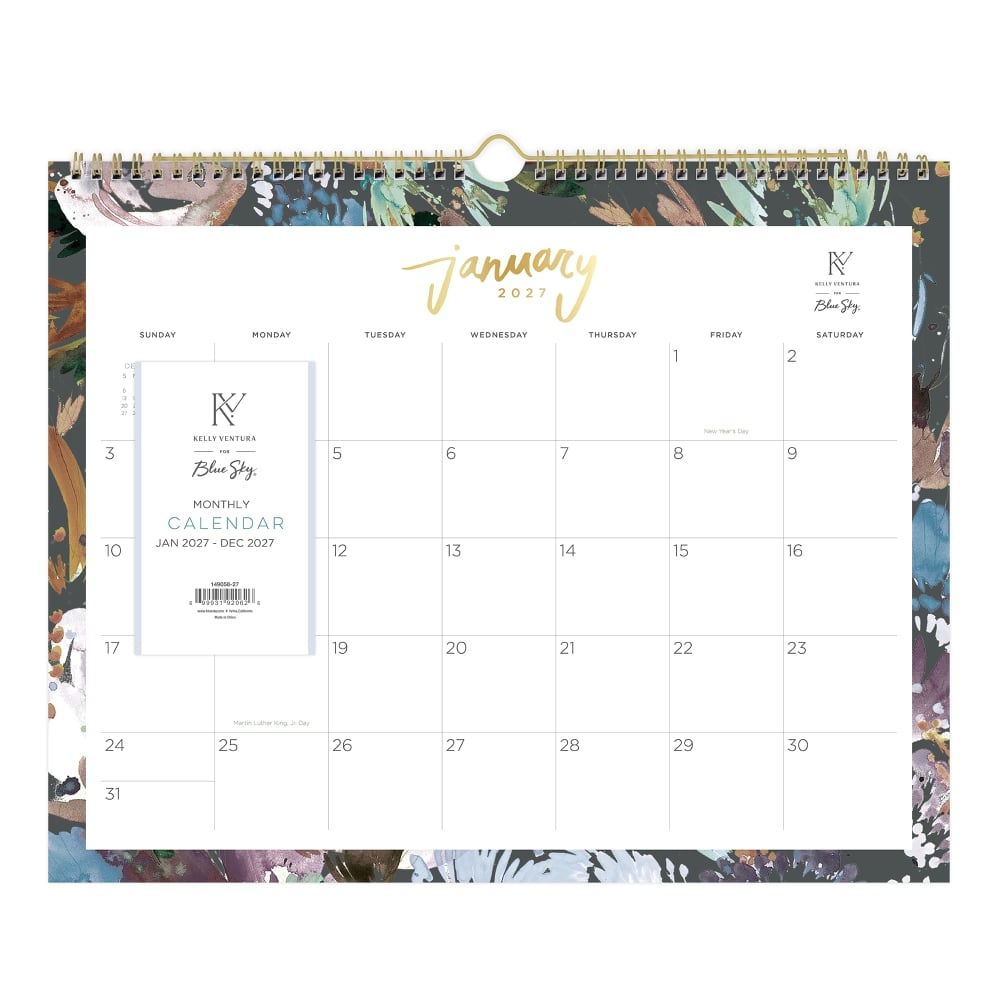 2027 Blue Sky Midnight Garden Monthly Wall Calendar, 15x12, 0%, Midnight Garden, Jan-Dec, RY27 MPN:149058-27