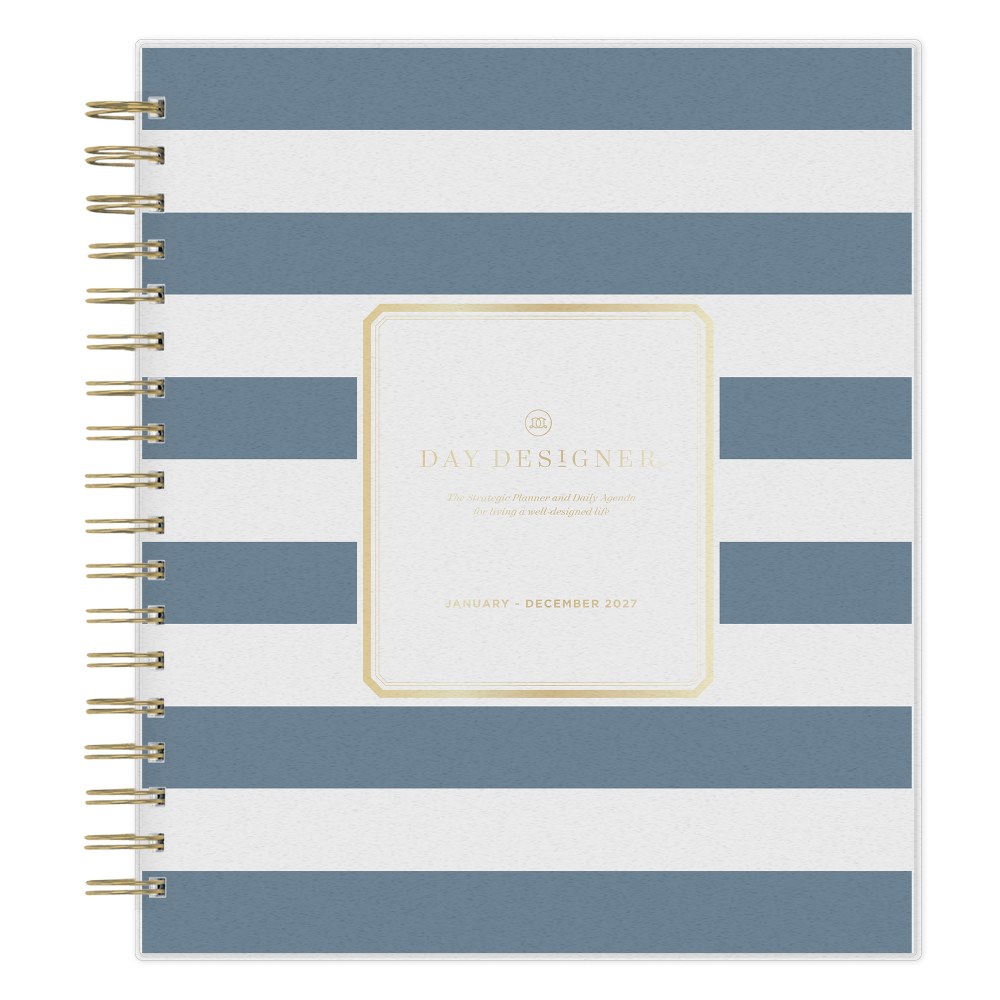 2027 Blue Sky Rugby Stripe Navy Daily/Monthly Planning Calendar, 8x10, 0%, Frosted PP, Jan-Dec, RY27 MPN:142098-27