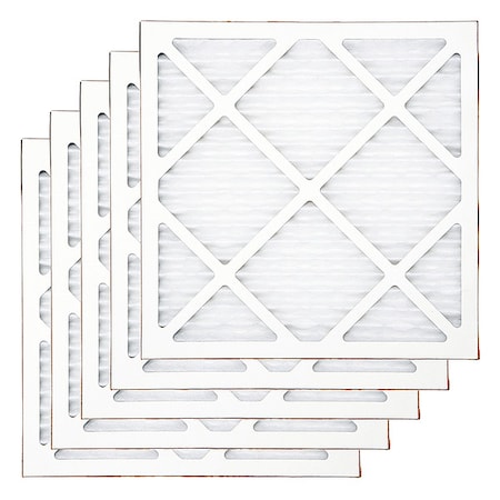 16x16x1 Pleated Air Filter, Fabric, Fiberglass, MERV 7, 10.0 Micron, 5 PK MPN:B-AIR-AS-PF