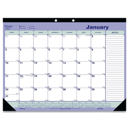 Monthly Desk Pad Calendar, 21.25 x 16, White/Blue/Green Sheets, 12-Month (Jan to Dec): 2025 MPN:C181731