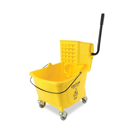 35 qt Mop Bucket and Wringer, Yellow/Silver, Plastic/Metal MPN:3485205