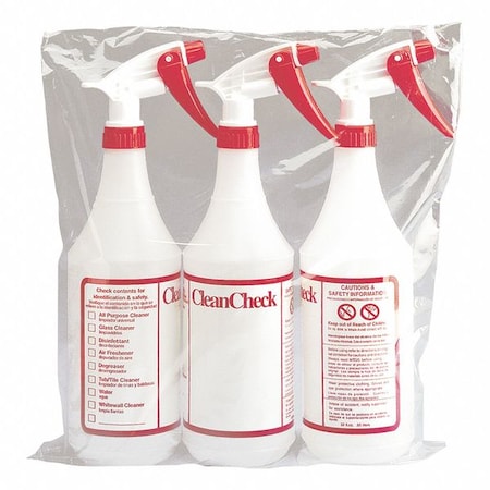 Trigger Spray Bottle, CleanCheck, 32 oz, HDPE, Red, PK3 MPN:513155