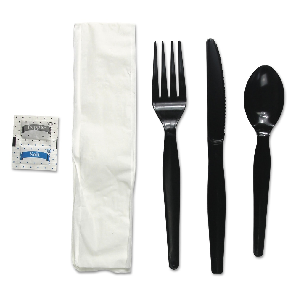 Boardwalk Heavyweight 6-Piece Cutlery Kits, Black, Pack Of 250 Kits MPN:FKTNSHWPSBLA