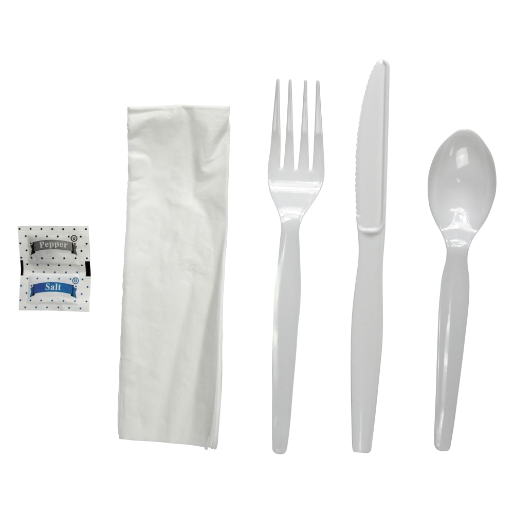 Boardwalk Heavyweight 6-Piece Cutlery Kits, White, Carton Of 250 Kits MPN:FKTNSHWPSWH