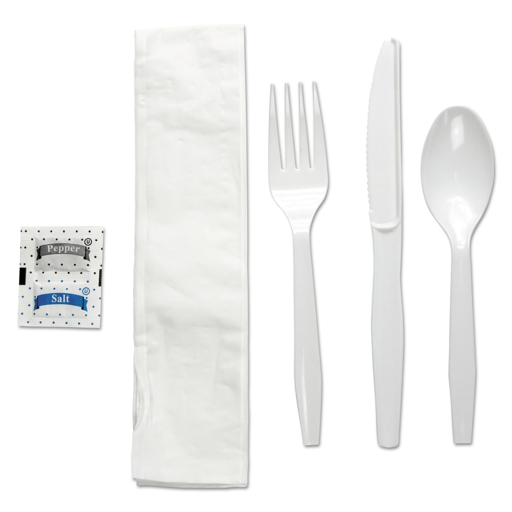 Boardwalk 6-Piece Cutlery Kits, Polystyrene, White, Pack Of 250 Kits MPN:FKTNSMWPSWH