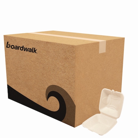 Bagasse PFAS-Free Food Containers, 1-Compartment, 6 x 6 x 3.19, White, Bamboo/Sugarcane, 500PK MPN:HL-66BW-NPFA