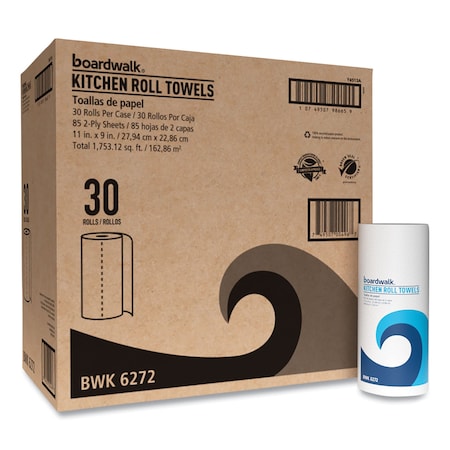 Perforated Roll Paper Towels, 2 Ply, 85 Sheets, White, 30 PK MPN:WPBWK6272