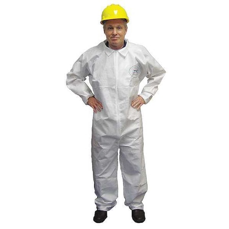 Disposable Coverallss, Collared Coverall, 2XL, Laminated Nonwoven, Elastic Wrist, Open Ankle, White MPN:4012-2XL