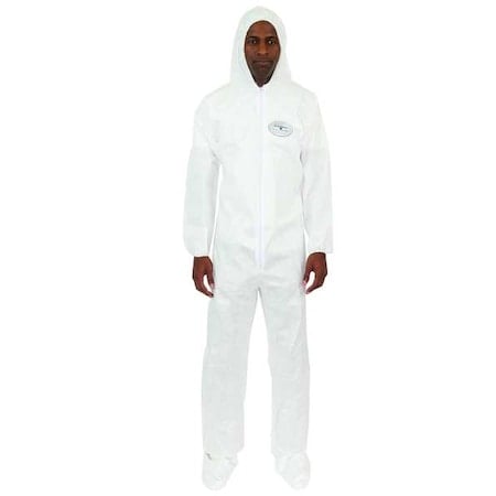 Disposable Coverallss, Hooded Coverall, XL, Laminated Nonwoven, Elastic Wrist, Attached Boots Ankle MPN:4014-XL