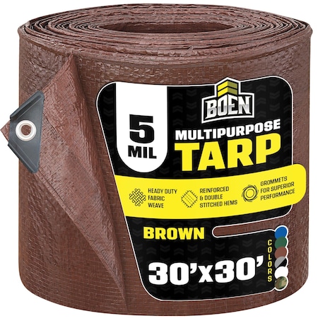 All Purpose Tarp, 30 ft x 30 ft, 5 Mil, Brown, Polyethylene MPN:BR5T-3030