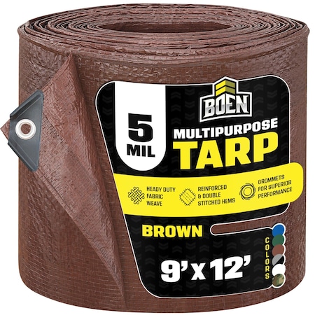 All Purpose Tarp, 9 ft x 12 ft, 5 Mil, Brown, Polyethylene MPN:BR5T-912