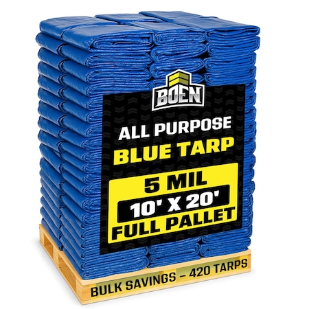 Boen 10ft x 20ft Blue Poly Tarps, PK 420 MPN:ZR-BT-1020-PL