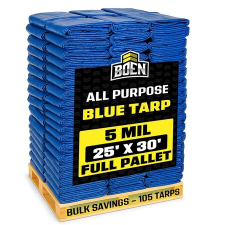 Boen 25ft x 30ft Blue Poly Tarps, PK 105 MPN:ZR-BT-2530-PL