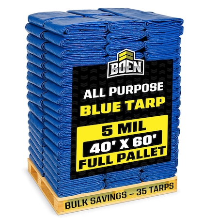 Boen 40ft x 60ft Blue Poly Tarps, PK 35 MPN:ZR-BT-4060-PL