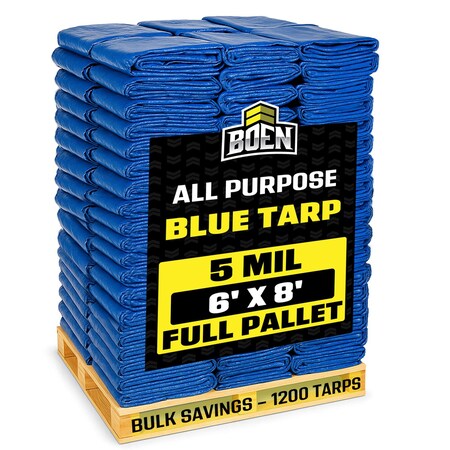 Boen 6ft x 8ft Blue Poly Tarps, PK 1200 MPN:ZR-BT-68-PL