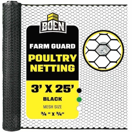 Poultry Hex Netting, Black, 3 ftX25 ft MPN:PF-40003