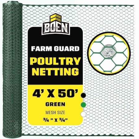 Poultry Hex Netting, Green, 4 ftX50 ft MPN:PF-40004