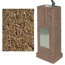 Concrete Upright Outdoor Drinking Fountain Tan River Rock DF-38-TAN