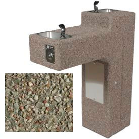 Concrete Dual Outdoor Pedestal Drinking Fountain ADA Gray Limestone DF-Dual-GRAY