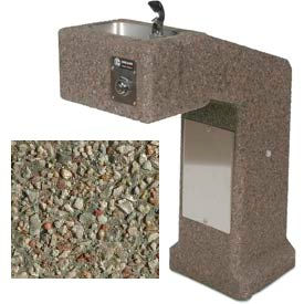 Concrete Outdoor Pedestal Drinking Fountain ADA Gray Limestone DFBF-36-GRAY