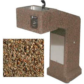 Concrete Outdoor Pedestal Drinking Fountain ADA Tan River Rock DFBF-36-TAN