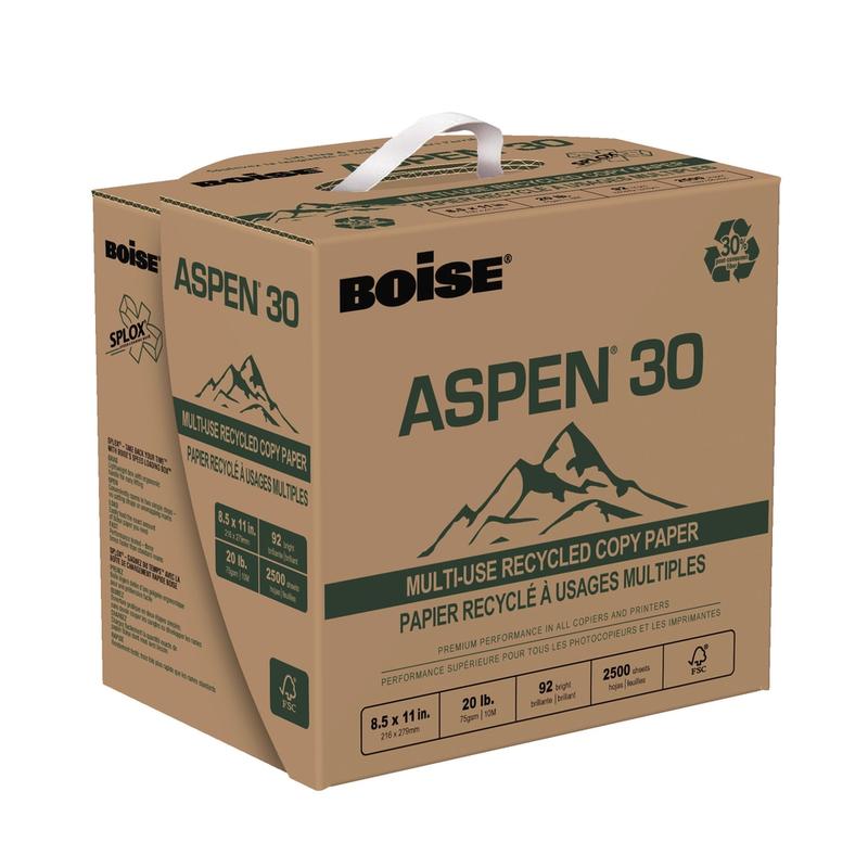 Boise ASPEN 30 SPLOX Paper, Speed-Loading Reamless Paper, Letter Size (8 1/2in x 11in), 20 Lb, FSC Certified, Ream Of 2,500 Sheets (Min Order Qty 2) MPN:SPRC20CT