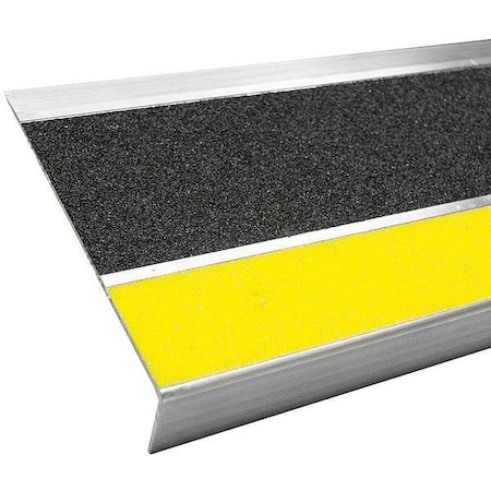 Stair Tread Cover Aluminum Black/Yellow, 60 in W x 3/16 in Thick MPN:407NT20060102