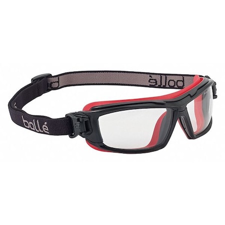 Ultim8, Safety Glasses, Anti-Fog & Anti-Scratch, Clear Lens, Red/Black Frame, Half-Frame MPN:40299