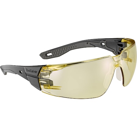 Rush+, Safety Glasses, Anti-Fog & Anti-Scratch, Amber Lens, Black/Gray Frame, Frameless MPN:RUSPMN32U