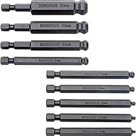 Bondhus 10899 Set 9 Balldriver Power Bits 2-12mm 10899