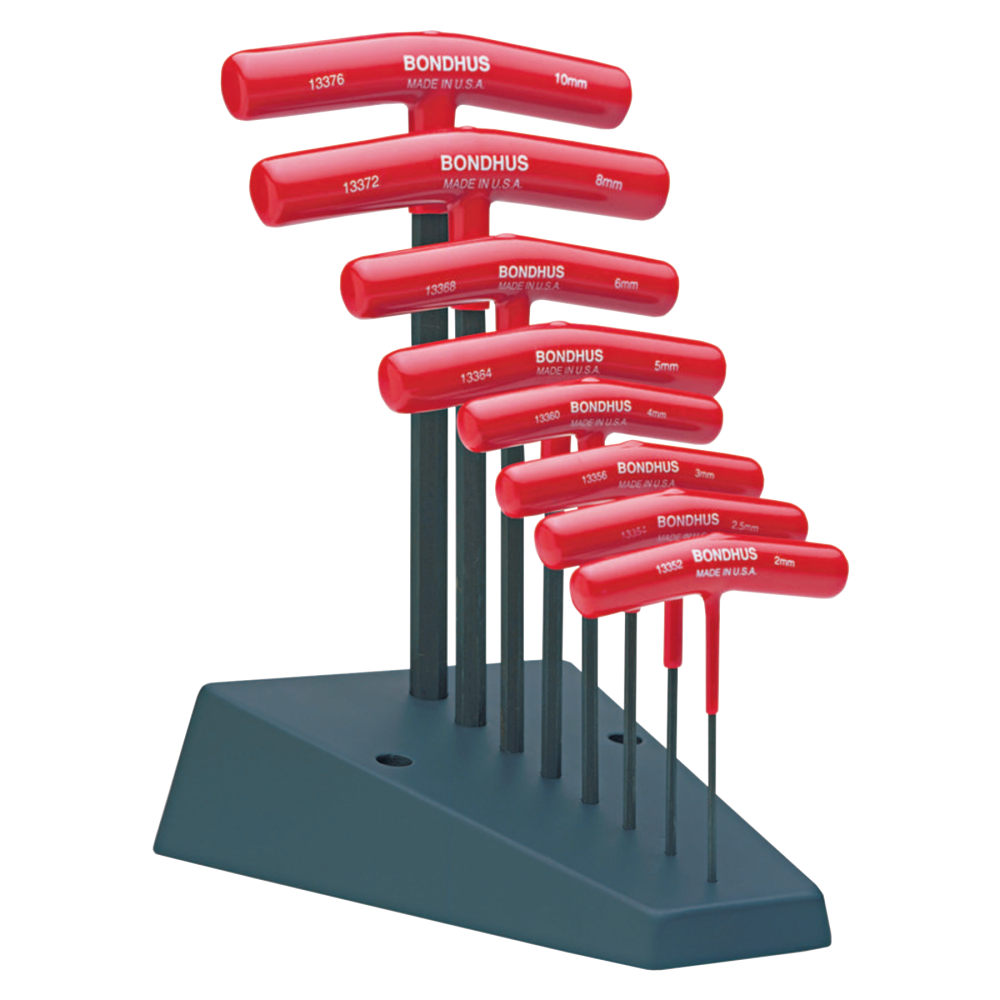 Bondhus 8-Piece T-Handle Ball End Hex Driver Set with Stand, Metric MPN:13389