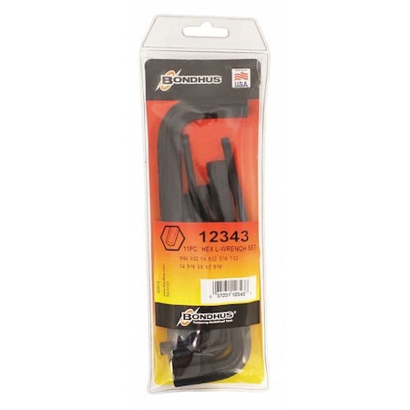 11 Piece SAE L-Shape Hex Key Set, 12343 MPN:12343