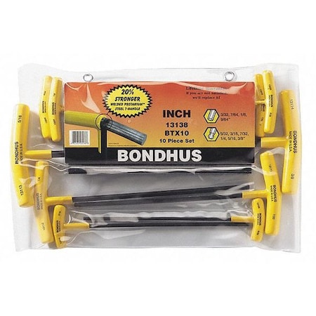 10 Piece SAE T-Shape Hex Key Set, 13138 MPN:13138