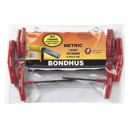 8 Piece Metric T-Shape Hex Key Set, 13387 MPN:13387