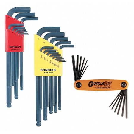 34 Piece Metric/SAE Fold-Up Hex Key Set, 14130 MPN:14130