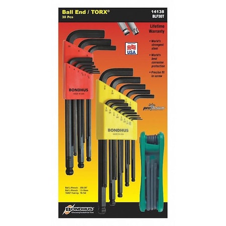 30 Piece SAE/Metric/Torx? L-Shape Torx?/Hex Key Set, 14138 MPN:14138