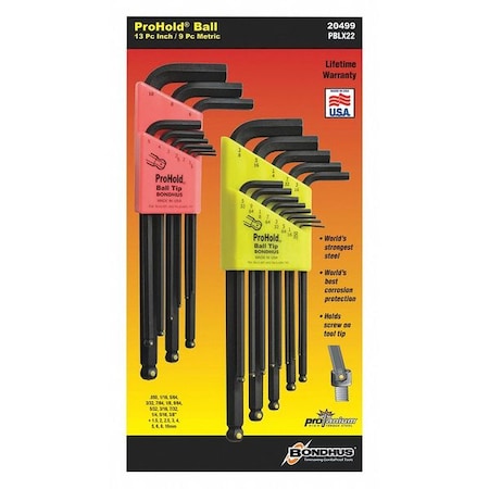 22 Piece Metric/SAE L-Shape Hex Key Set, 20499 MPN:20499