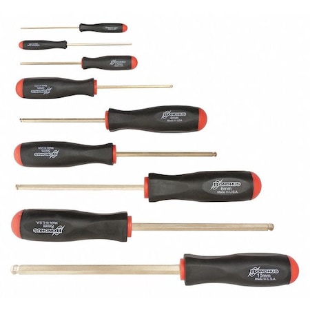 9 Piece GoldGuard Plated Ball End Screwdriver Set - Sizes: 1.5-10mm MPN:38699