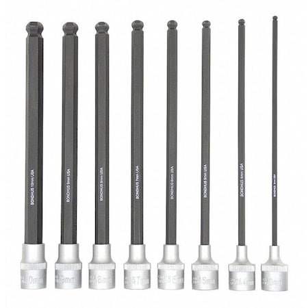 Ball End Socket Bits, Metric, 8 pcs MPN:43887