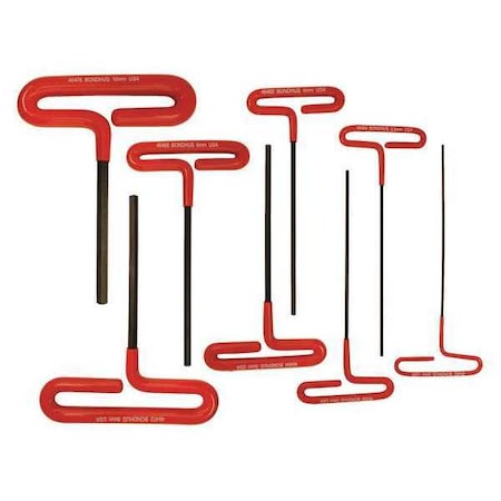 8 Piece Metric T-Shape Hex Key Set, 46487 MPN:46487