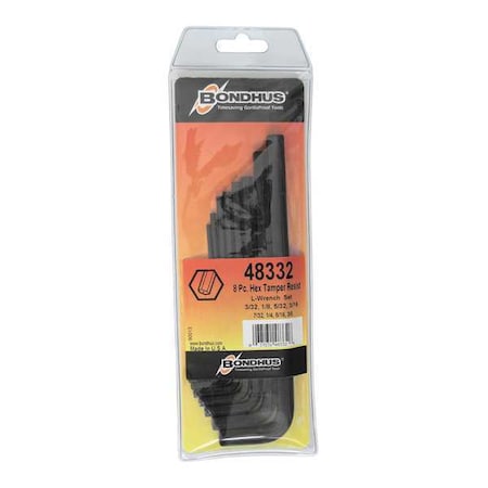 8 Piece SAE L-Shape Hex Key Set, 48332 MPN:48332