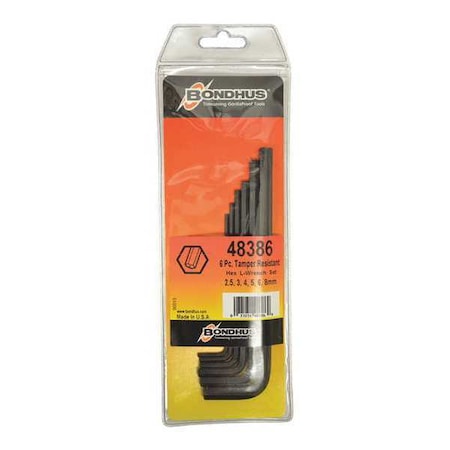 6 Piece Metric L-Shape Hex Key Set, 48386 MPN:48386