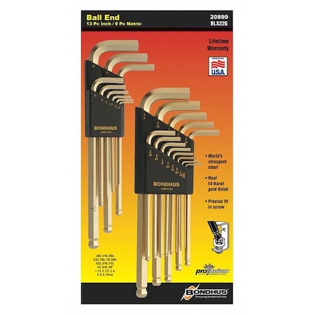 22 Piece L-Shape Hex Key Set, BLX22G MPN:BLX22G
