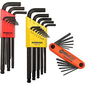 Bondhus 14130 Hex Key Triple Pack SAE Metric W/ FREE Fold-Up Set 14130
