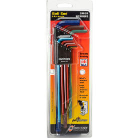 Bondhus 69699 Set 9 ColorGuard™ Ball End L-Wrenches Extra Long Arm (1.5-10mm) 69699