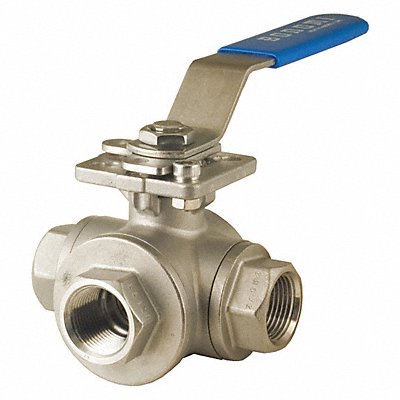 Ball Valve 3-Way Full T Port 1/2 in MPN:956N-1/2